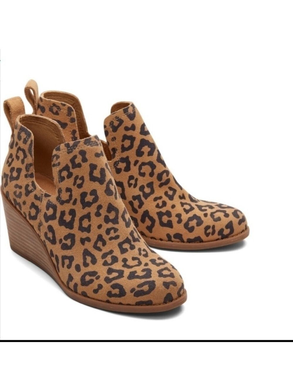 Toms Kallie Cheetah Wedge Booties NWOB